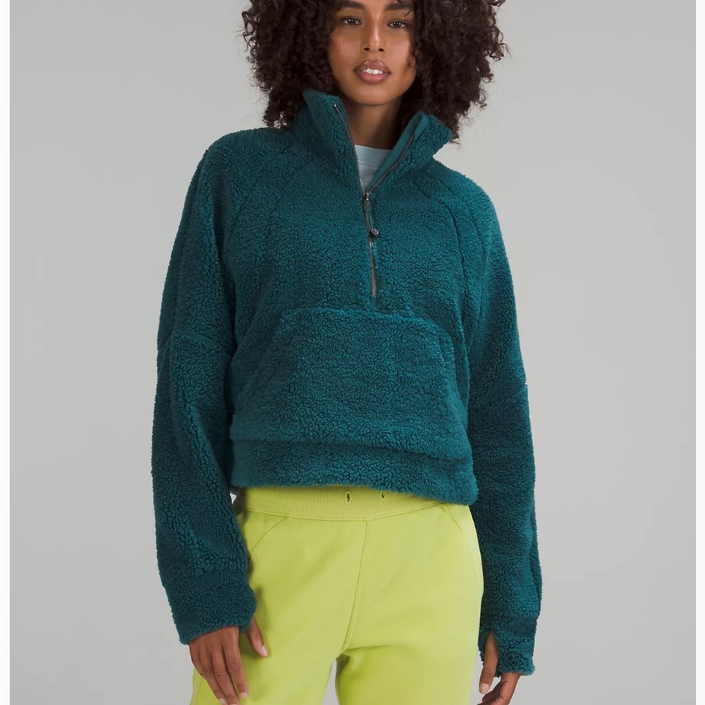 Lululemon NWOT green jasper scuba Sherpa half zip size XS/S